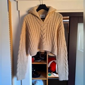 Nanushka Alpaca Half Zip Cropped Sweater